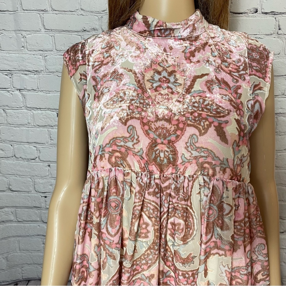 New Free People All the Time Velvet Petal Combo Mini Dress Size XS - Picture 11 of 15